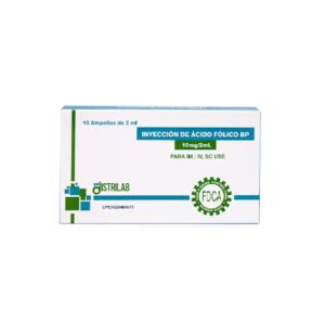 Ácido folico 10mg/2ml Distrilab inyección I.M - I. V 2ml x 10 ampolla