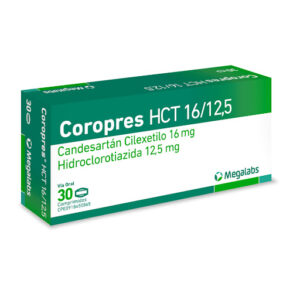 Candesartán + Hidroclorotiazida 16mg/12.5mg Coropres H Megalabs Caja x 30 Comprimidos