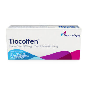 Ibuprofeno + Tiocolchicosido 600mg/4mg Tiocolfen Pharmetique Labs Caja x 10 Tabletas