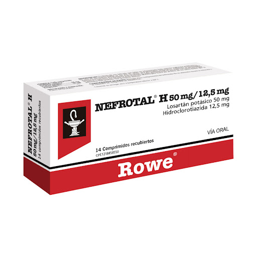 Losartán Potásico + Hidroclorotiazida 50mg/12,5mg Nefrotal H Rowe MEG Caja x 14 Comprimido