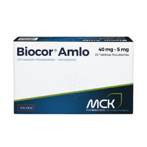 Olmesartán Medoximil + Amlodipina 40mg/5mg Biocor Amlo MCK Pharmaceutical x 30 Tabletas