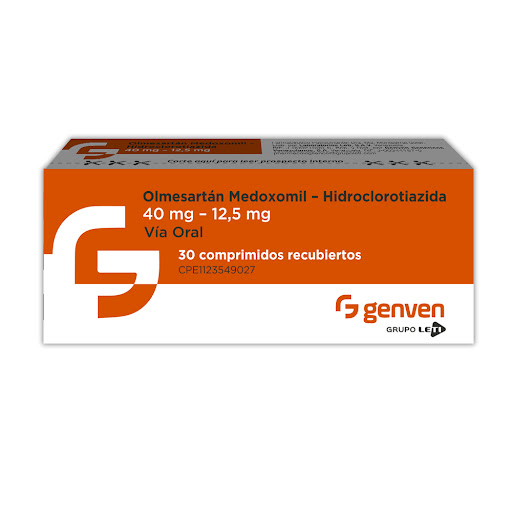 Olmesartan Medoxomil + Hidroclorotiazida 40mg/12,5mg Genven Caja x 30 Comprimmidos