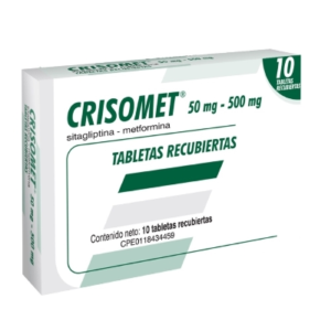 Sitagliptina + Metformina 50mg/500mg Crisomet Laboratorios Farma x 10 Tabletas Recubiertas