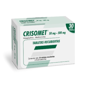 Sitagliptina + Metformina 50mg/500mg Crisomet Laboratorios Farma x 30 Tabletas Recubiertas
