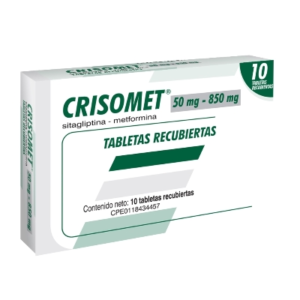 Sitagliptina + Metformina 50mg/850mg Crisomet Laboratorios Farma x 10 Tabletas Recubiertas