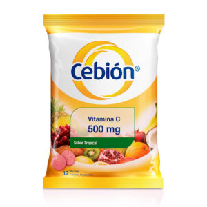Vitamina C 500 mg Cebión Sabor Tropical x 12 Tabletas Masticables